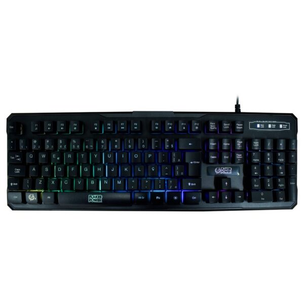 Teclado Gamer Elg FLKT001 Battle Flakes USB / RGB / Portugues - Preto