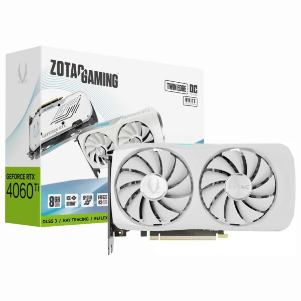 Placa de Video Zotac Gaming Twin Edge OC White 8GB GeForce RTX4060TI GDDR6 - ZT-D40610Q-10M