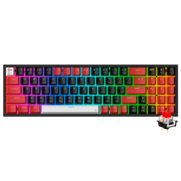 Teclado Gamer Mecanico Redragon K628RGB-PRO-BRW Pollux Pro / RED / Ingles - Preto