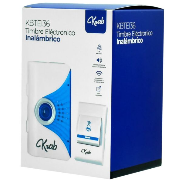 Campainha Eletronica KRAB KBTEI36 / Wireless - Branco