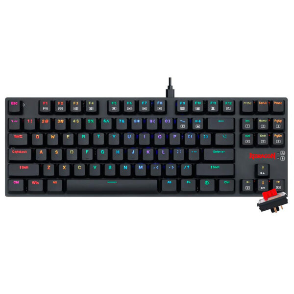 Teclado Gamer Mecanico Redragon K607-RGB APS TKL USB / RED / Ingles - Preto