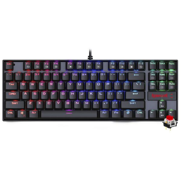 Teclado Gamer Mecanico Redragon K552RGB-1 Kumara USB / RGB / RED / Ingles - Preto
