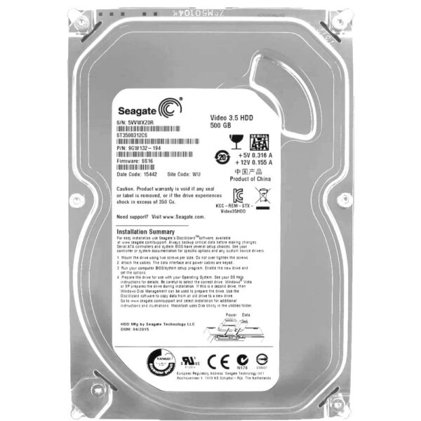 HD Seagate 500GB Pipeline Slim SATA 2 5900RPM 3.5" Pull - ST3500312CS