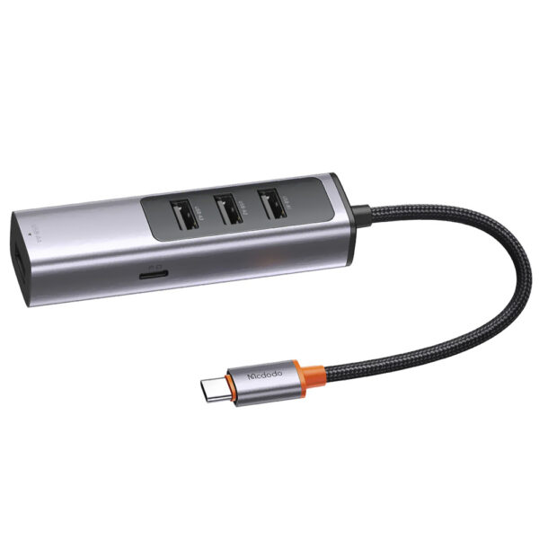 Hub USB-C 3.1 Mcdodo HU-1110 5 Portas / 3 USB 3.0 / USB-C Femea / GLAN - Deep Cinza