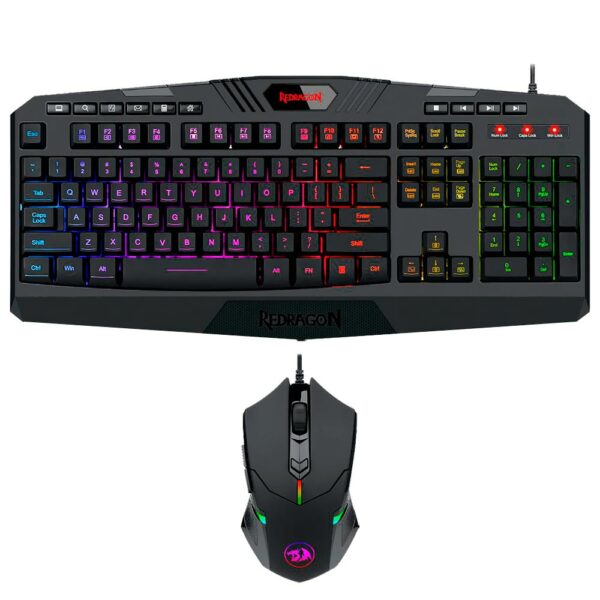 Teclado + Mouse Gamer Redragon Essentials S101-5 USB / RGB / Ingles - Preto