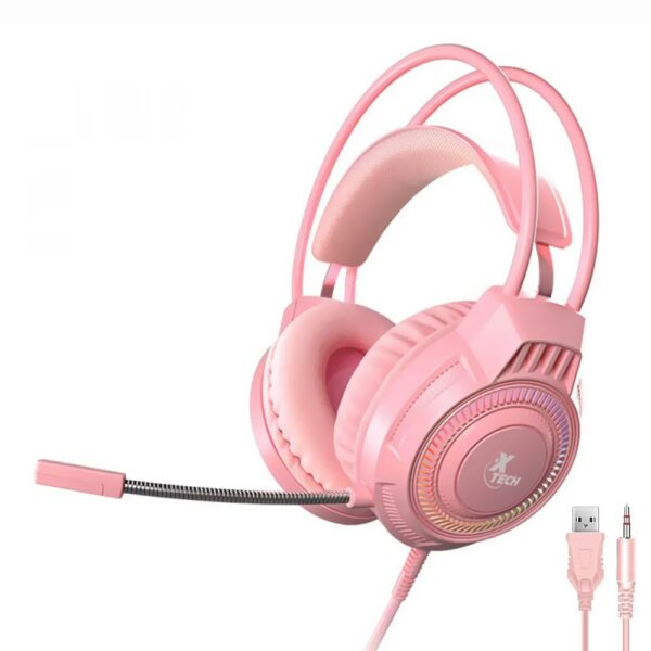 Fone Gamer Xtech XTH564 Khione LED / Com Fio - Rosa