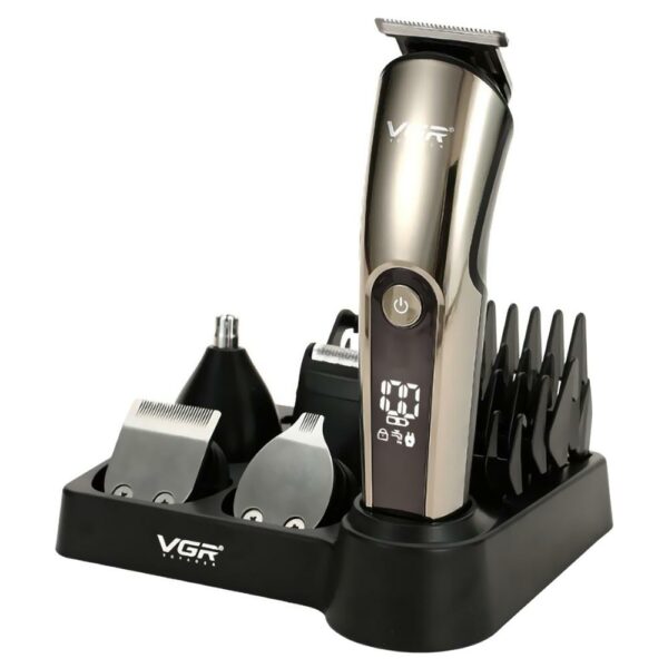 Maquina de Cortar Cabelo Profecional VGR V-107 Recarregavel - Preto / Cinza (Kit)