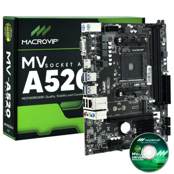Placa Mae Macrovip MV-A520 Socket AM4 / VGA / DDR4