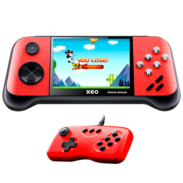 Console Portatil Game Box X60 / 3.5" - Vermelho + Controle (Com 5000 Jogos Retro)