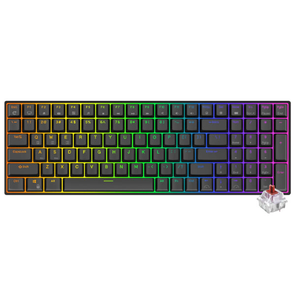 Teclado Gamer Mecanico Royal Kludge RK100 Wireless / RGB / RED / Ingles - Preto