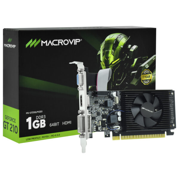 Placa de Video Macrovip 1GB GeForce GT210 DDR3 - LOW PROFILE MV-GT210LP1GD3